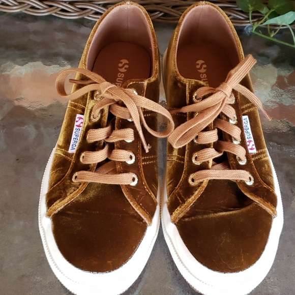 Superga Camel/Brown Velvet Willow Sneakers Sz 6.5 - Picture 3 of 7